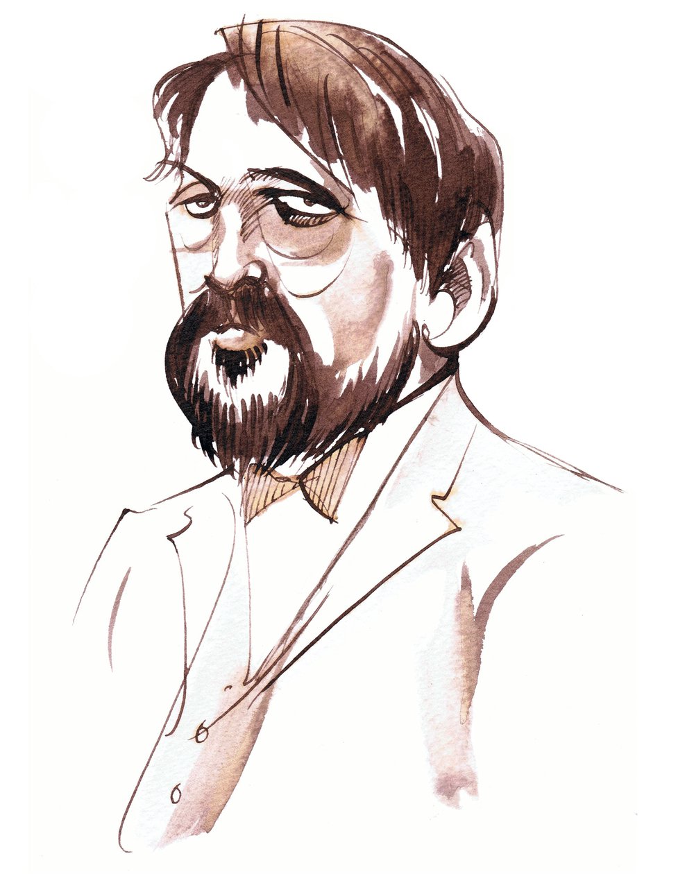 Achille-Claude Debussy, compositeur français (1862-1918) portrait sépia à l