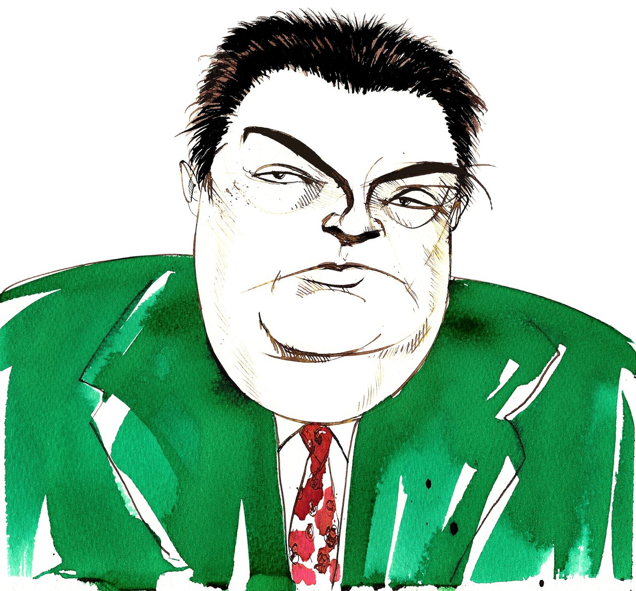 Darius Milhaud (1892 - 1974) compositeur français, professeur et membre des Six, caricature - Neale Osborne