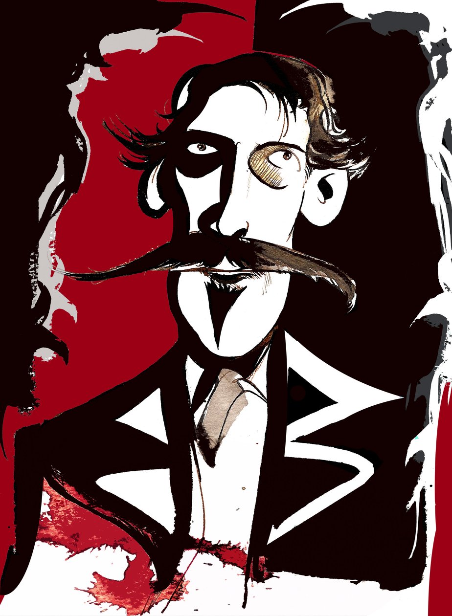 Robert Louis Stevenson - caricature en couleur - Neale Osborne