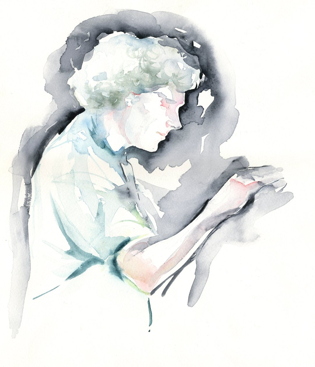 Portrait aquarelle de Simon Rattle, chef d