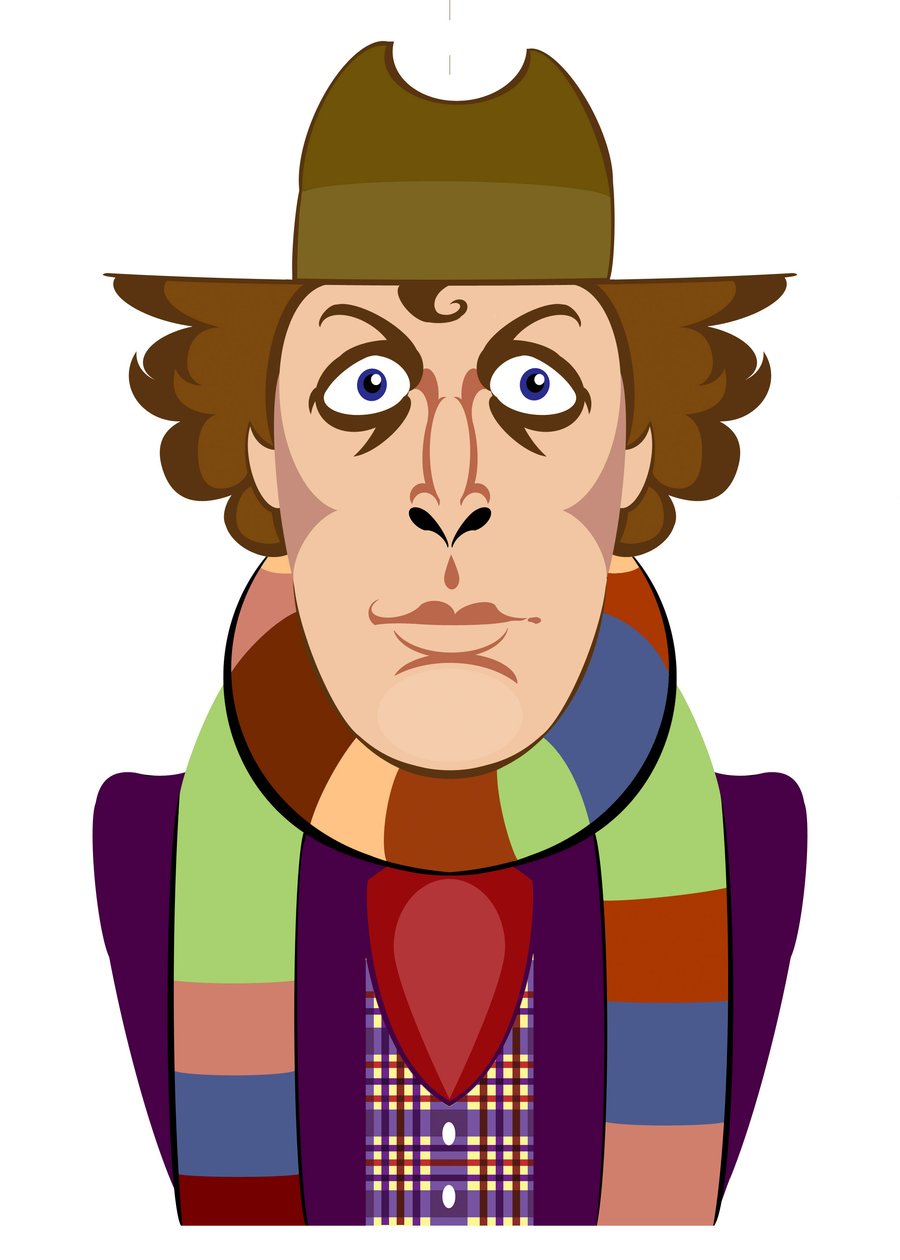 Tom Baker en Docteur Who - caricature - Neale Osborne