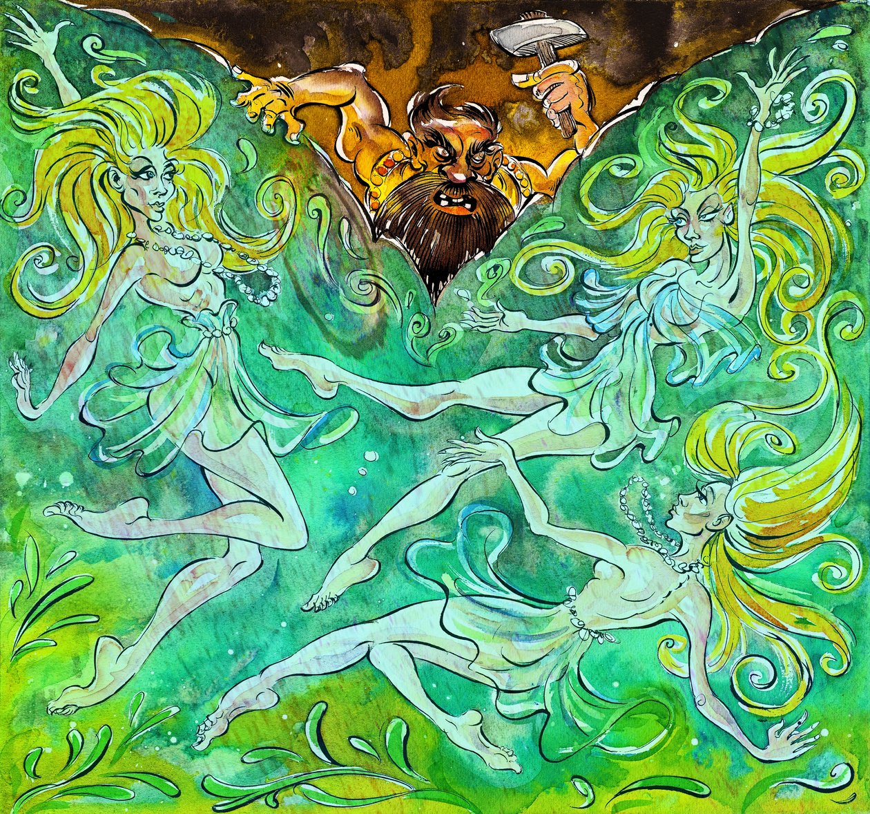 Alberich et les Filles du Rhin - illustration de 