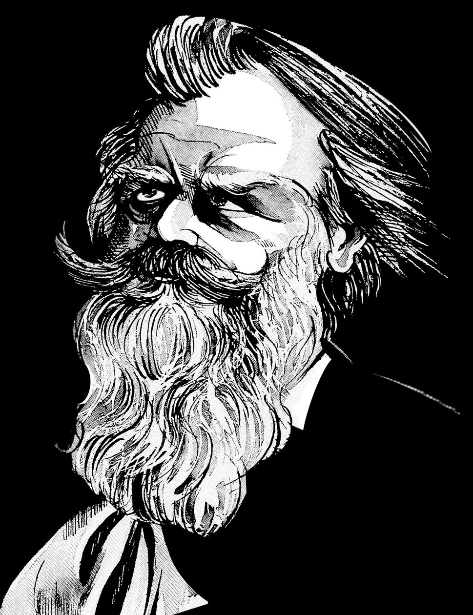 Johannes Brahms, compositeur allemand (1833-97), caricature en aquarelle grise - Neale Osborne