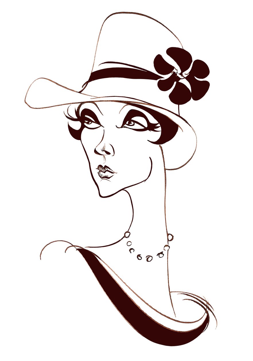 Modèle avec perles et chapeau haut - Neale Osborne