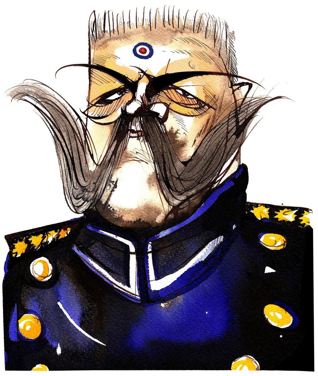 Paul von Hindenburg - Né en Pologne, général et président allemand (1847-1934); caricature en couleur - Neale Osborne
