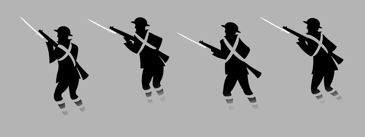 Soldats de la Première Guerre mondiale avec baïonnettes - sortant des tranchées - Neale Osborne