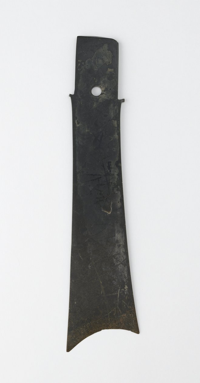 Ciseau fourchu (zhang), culture Qijia, vers 2500-2000 av. J.-C. (jade (néphrite)) - Neolithic Period Chinese School