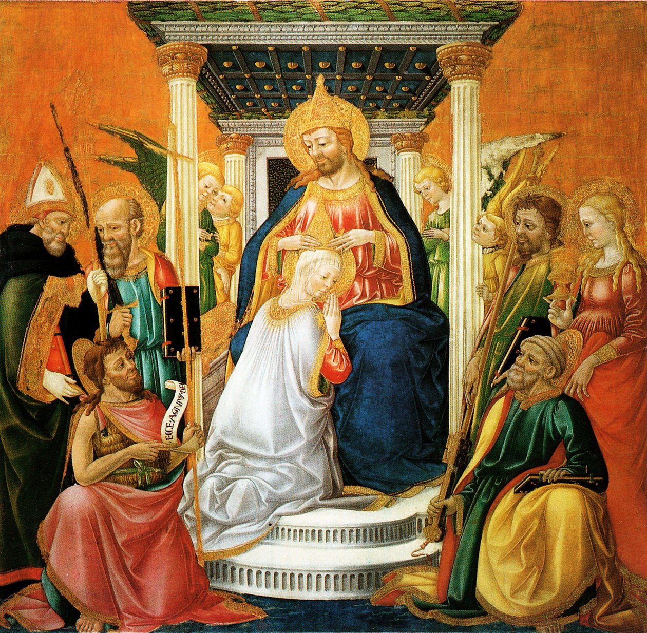 Couronnement de la Vierge, tempera sur panneau datée 1476 et 1481, œuvre de Neri di Bicci - Neri di Bicci  