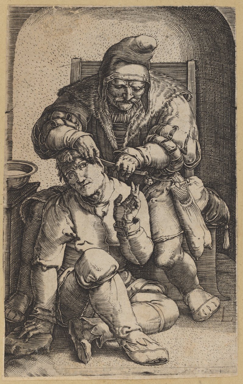 Le Chirurgien [copie inversée] - Netherlandish 16th Century, after Lucas van Leyden
