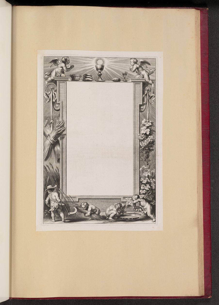 Illustration de Bordure avec des Putti Récoltant des Offrandes à Dieu - Netherlandish 17th Century