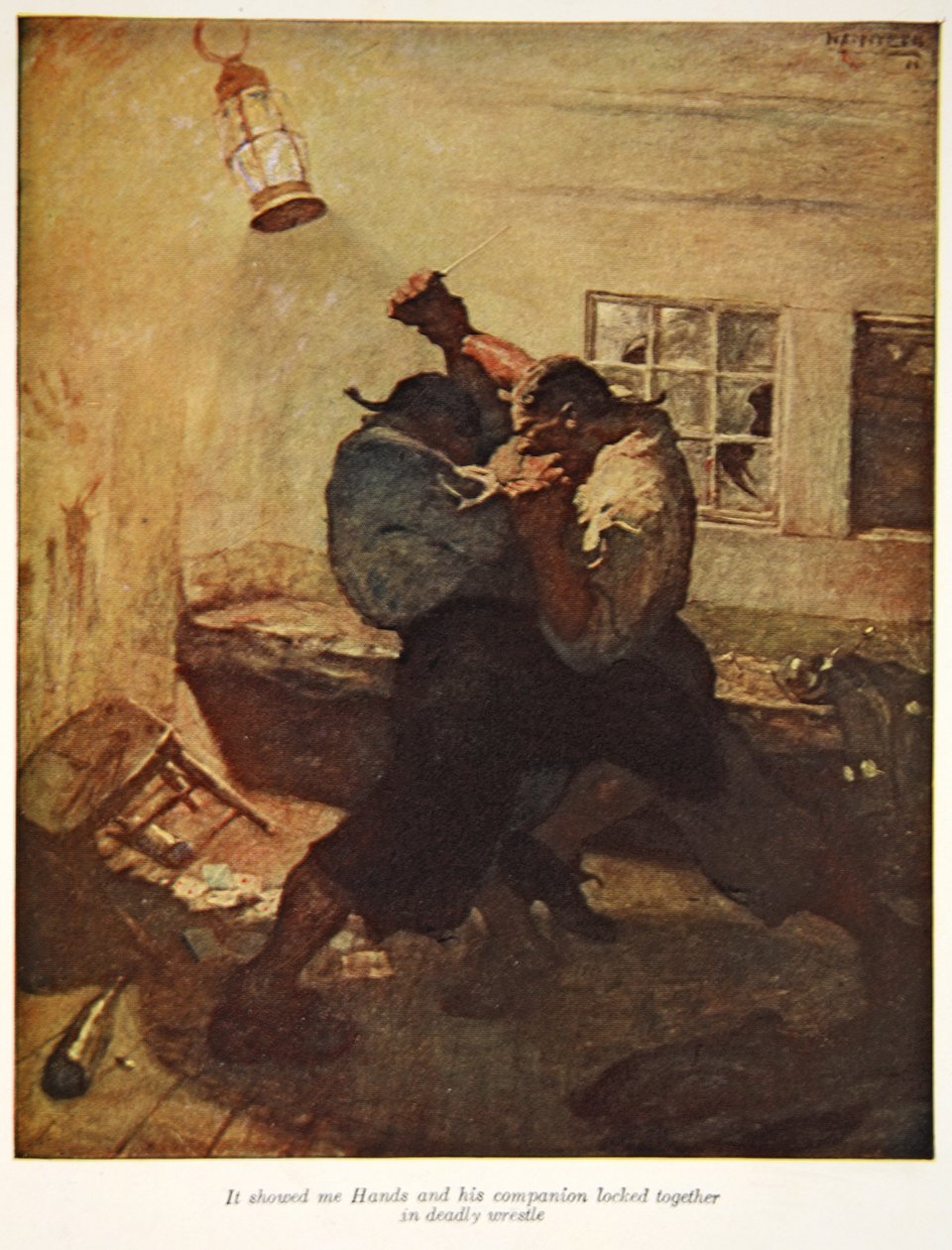 Cela me montrait Hands et son compagnon, verrouillés ensemble dans une lutte mortelle, une illustration de 