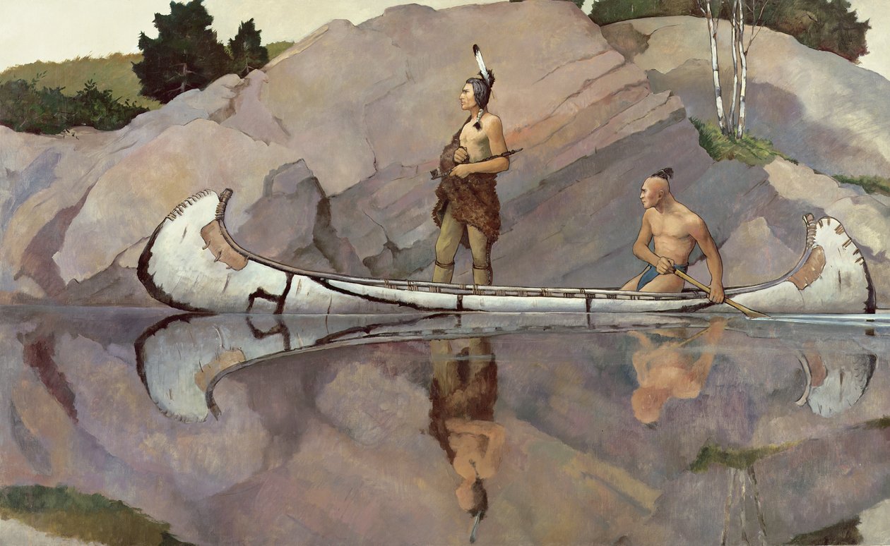 Indiens dans un canoë - Newell Convers Wyeth