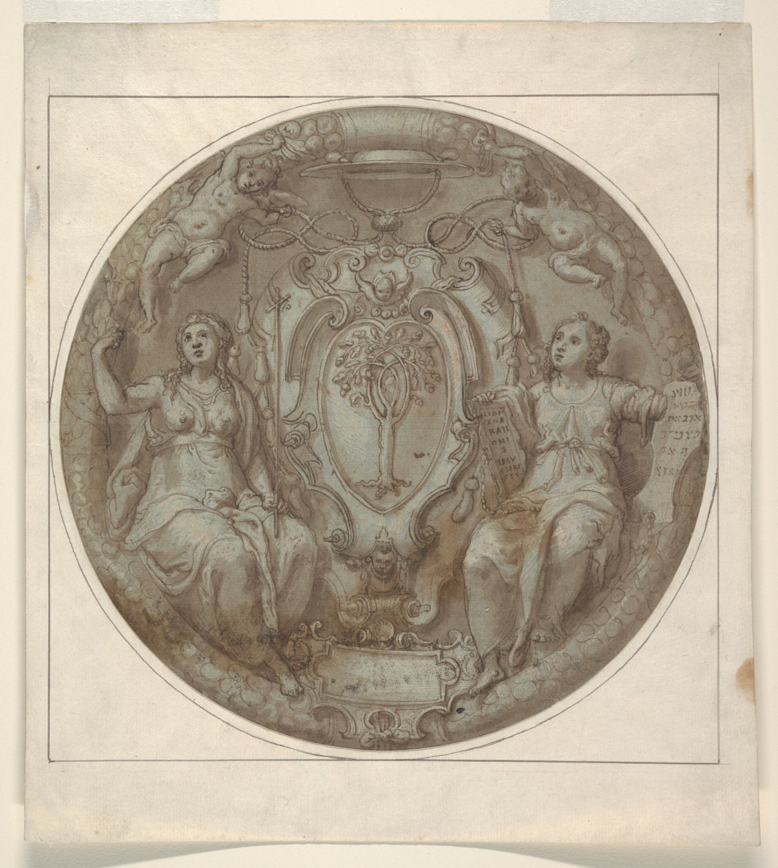 Conception pour un tondo avec les armes du cardinal Giulio della Rovere - Niccolò Martinelli, called il Trometta