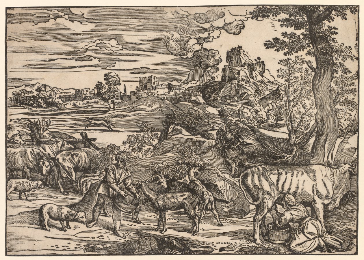 Paysage avec une laitière, c. 1525 - Niccolo Boldrini