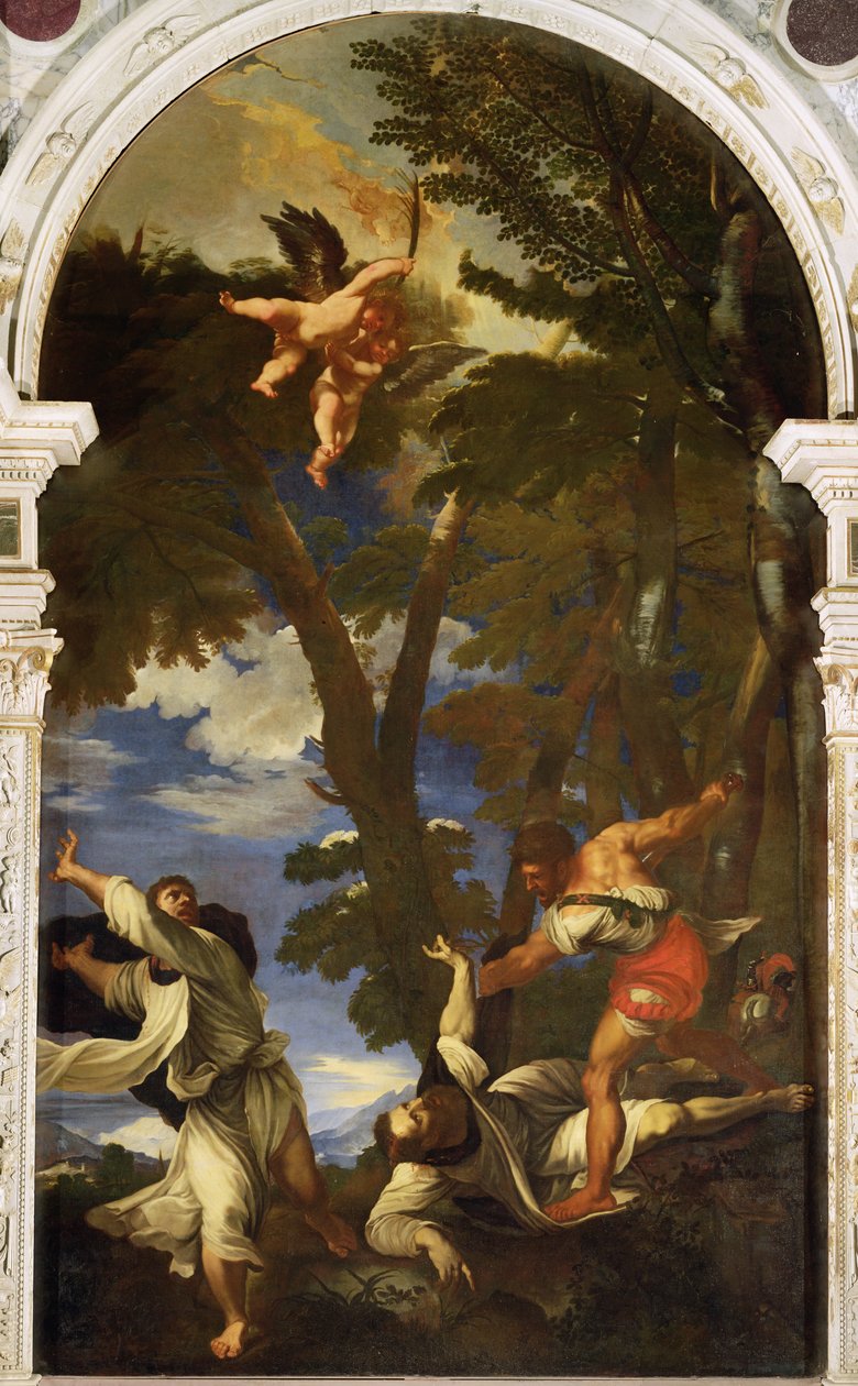 Saint Pierre Martyr poignardé par des assassins à gages (copie de la peinture de Titien perdue dans l