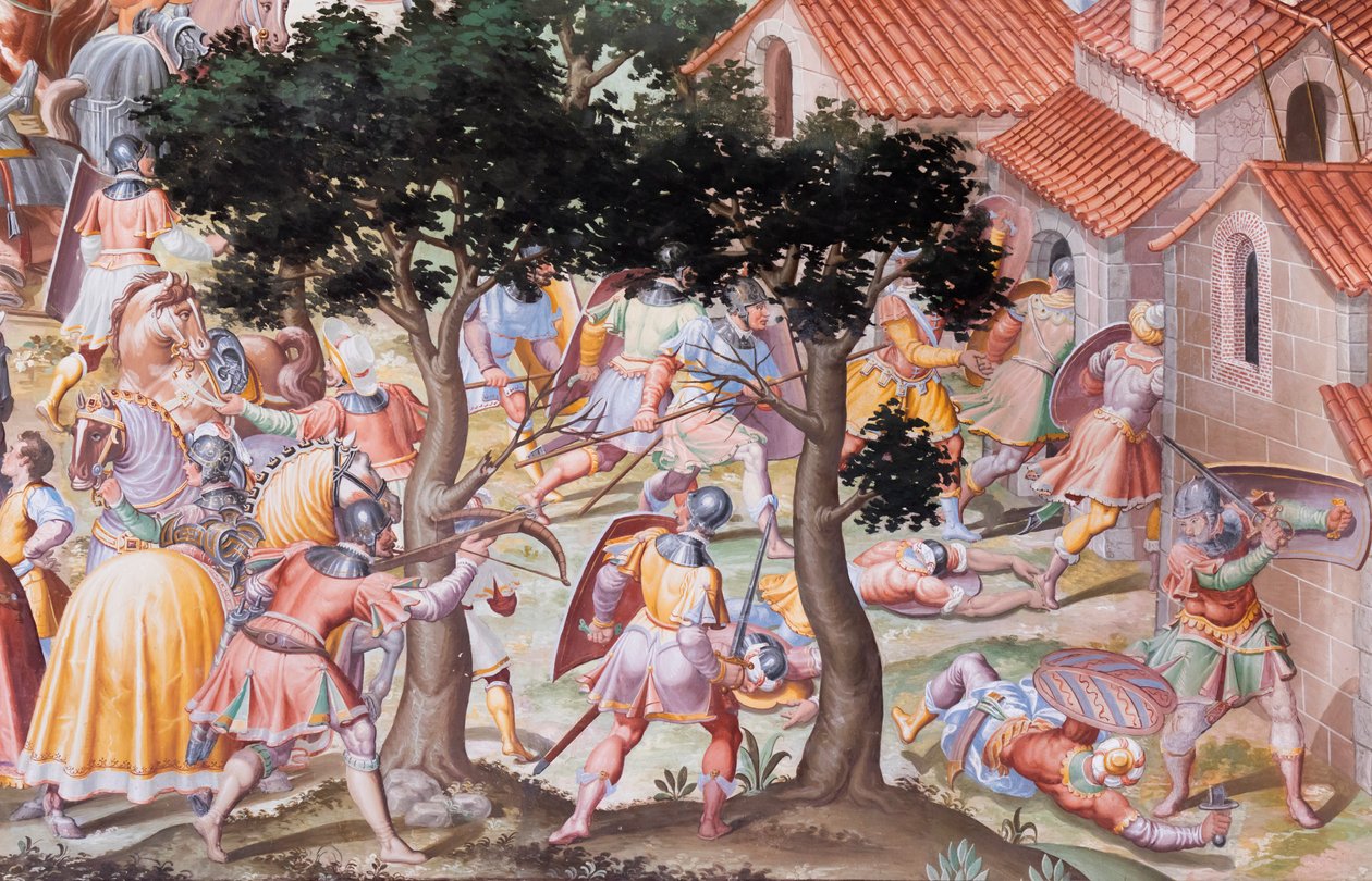 Détail de la fresque dans la Salle des Batailles de la Bataille de La Higueruela en 1431 - Niccolo Granello
