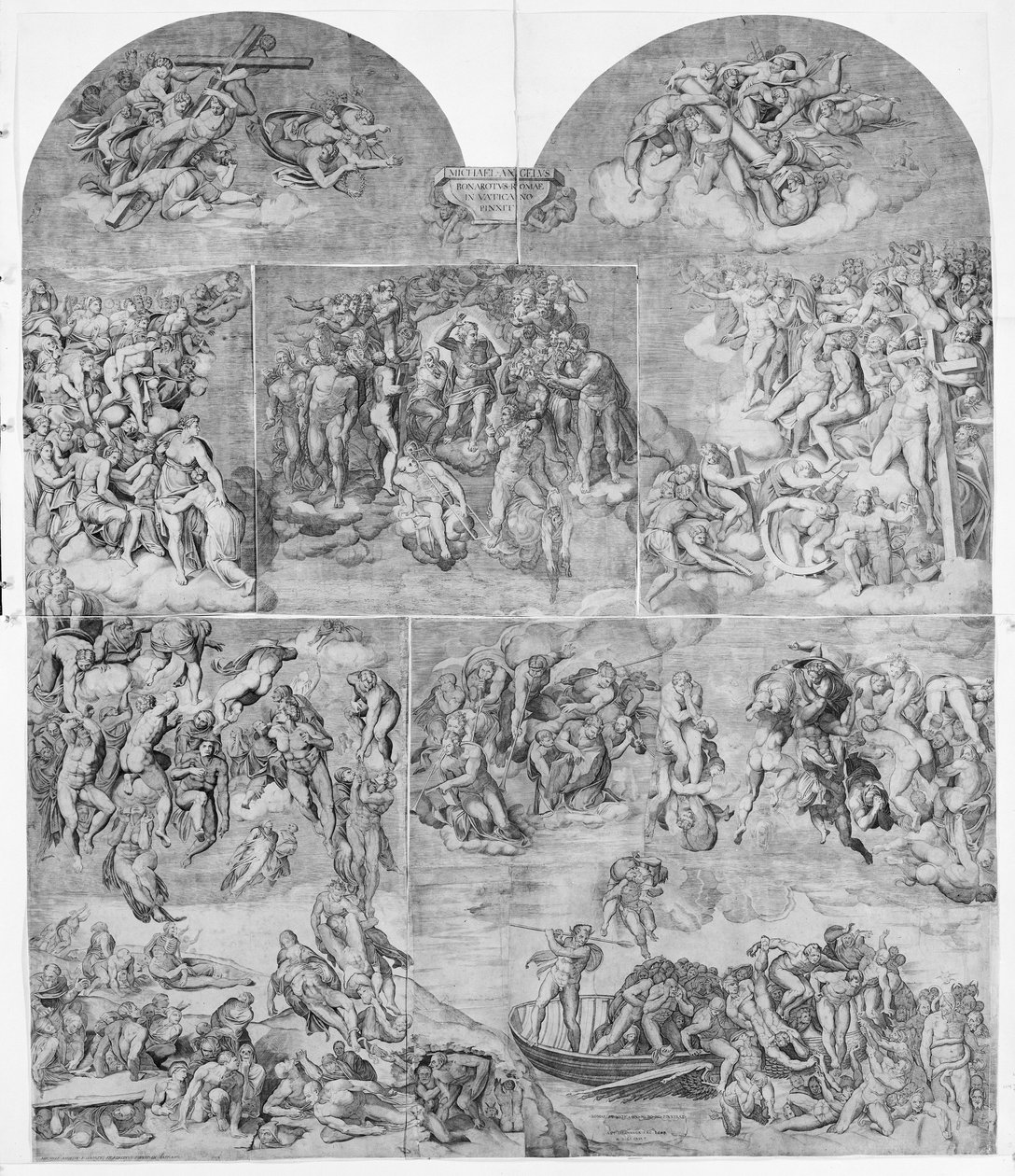 Anges trompettistes et âmes damnées tirées par des démons, centre inférieur et droite, 1548 - Niccolo della Casa