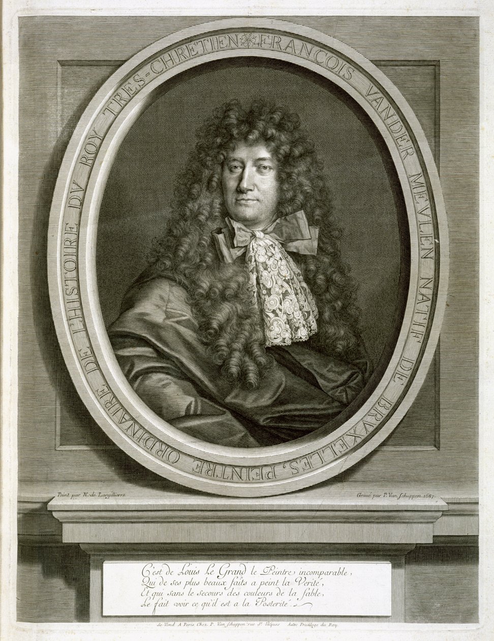 Adam Frans van der Meulen, gravé par Pierre Louis van Schuppen, 1687 - Nicolas de Largillière