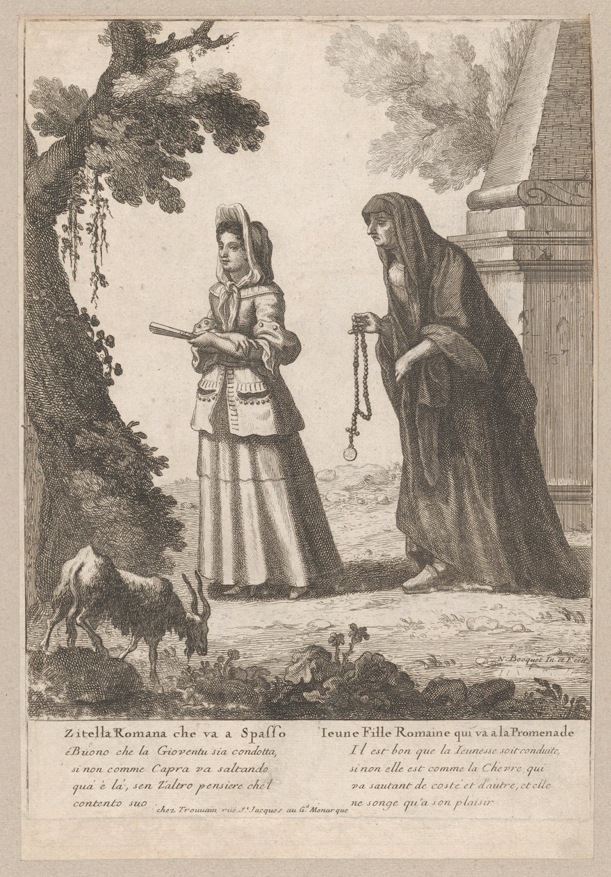 Jeune fille romaine se promenant, 1648-1700 - Nicholas Boucquet