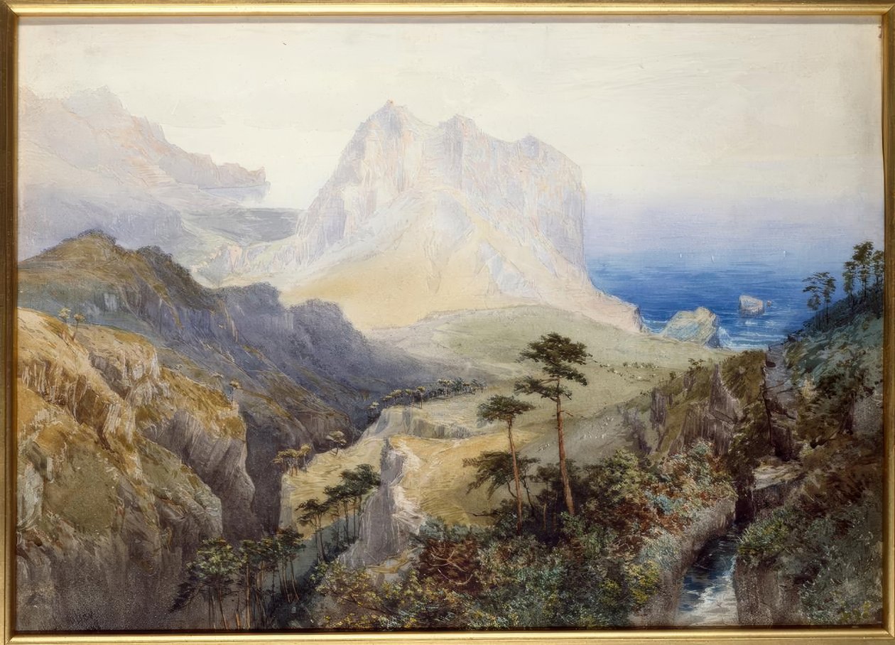 Une gorge près de la mer, Alpes du Sud, Nouvelle-Zélande - Nicholas Chevalier