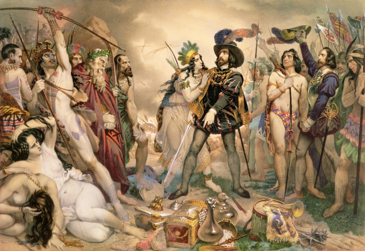 Conquête du Mexique : Hernando Cortes détruisant sa flotte à Vera Cruz, 1519 - Nicholas Eustache Maurin