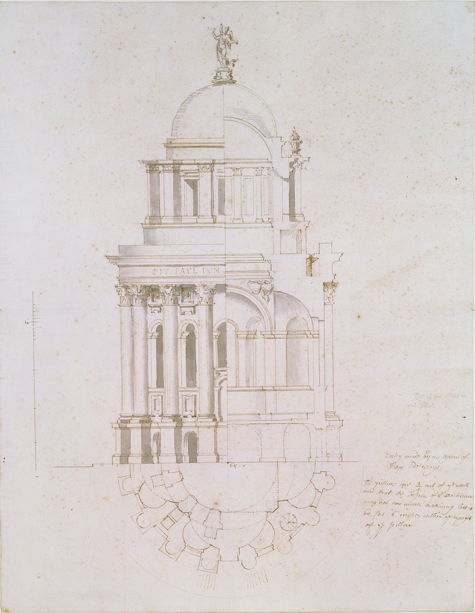 Élévation, coupe et plan d