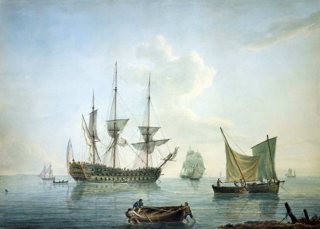 Frégate de troisième classe (70 canons), un bateau de pêche et d