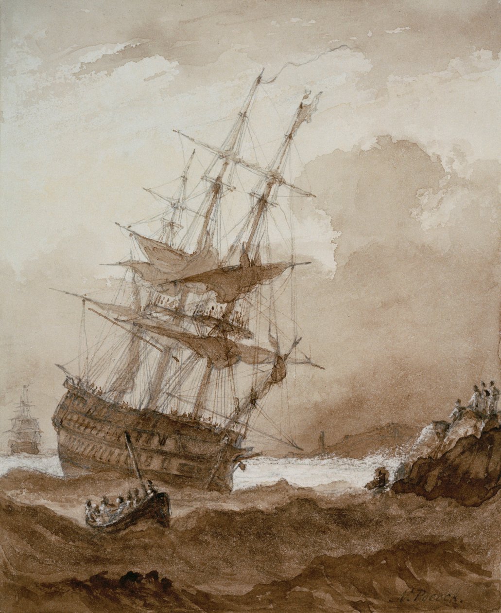 Deux-ponts dans une tempête au large, fin du XVIIIe au début du XIXe siècle - Nicholas Pocock