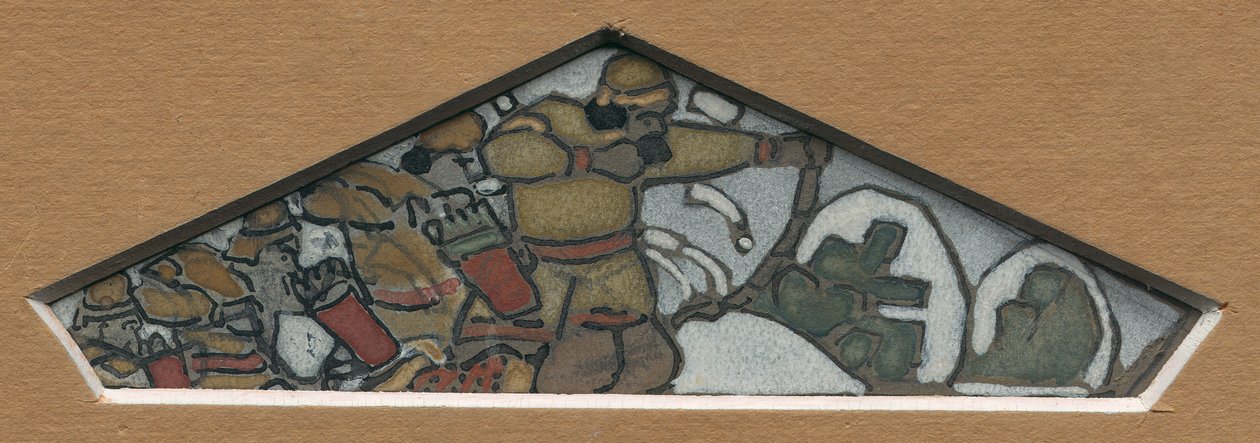 Esquisse pour la décoration triangulaire la plus à gauche de la frise en majolique "Vie du Nord", 1905 - Nicholas Roerich