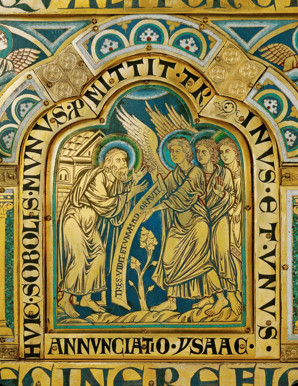 Les trois anges rendent visite à Abraham ... - Nicholas of Verdun