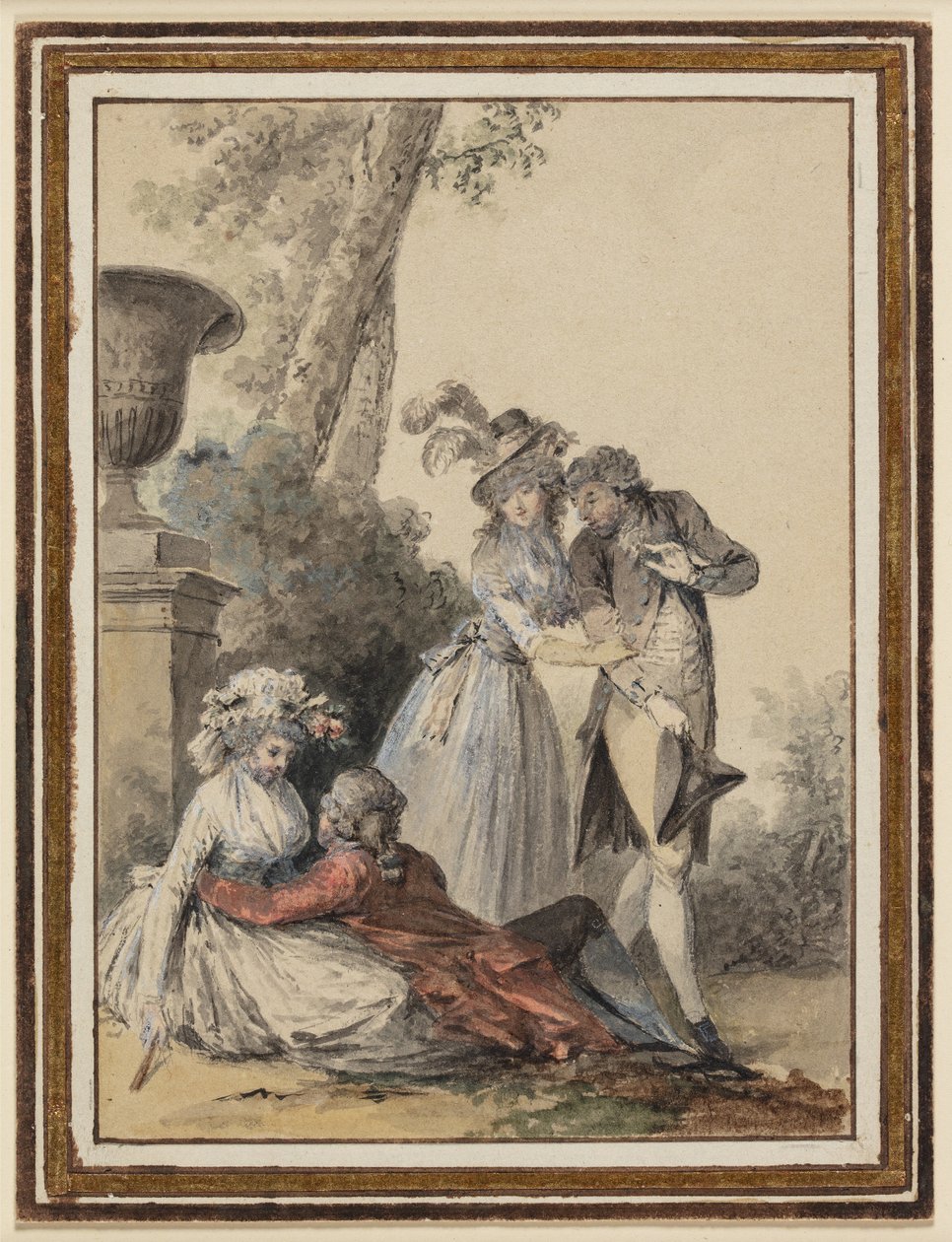 Deux couples galants dans un jardin, l