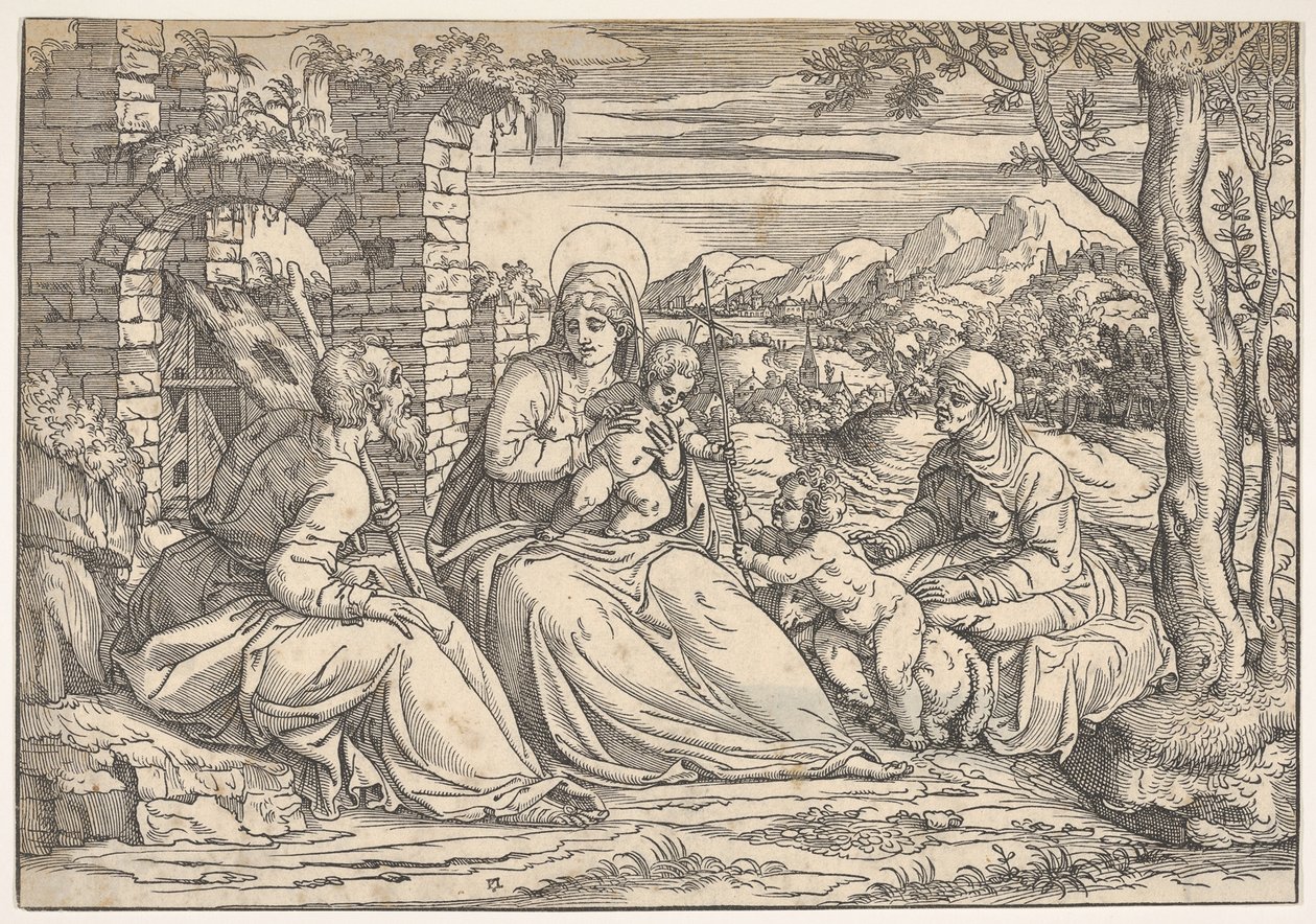 La Sainte Famille avec les saints Élisabeth et Jean - Nicolò Boldrini