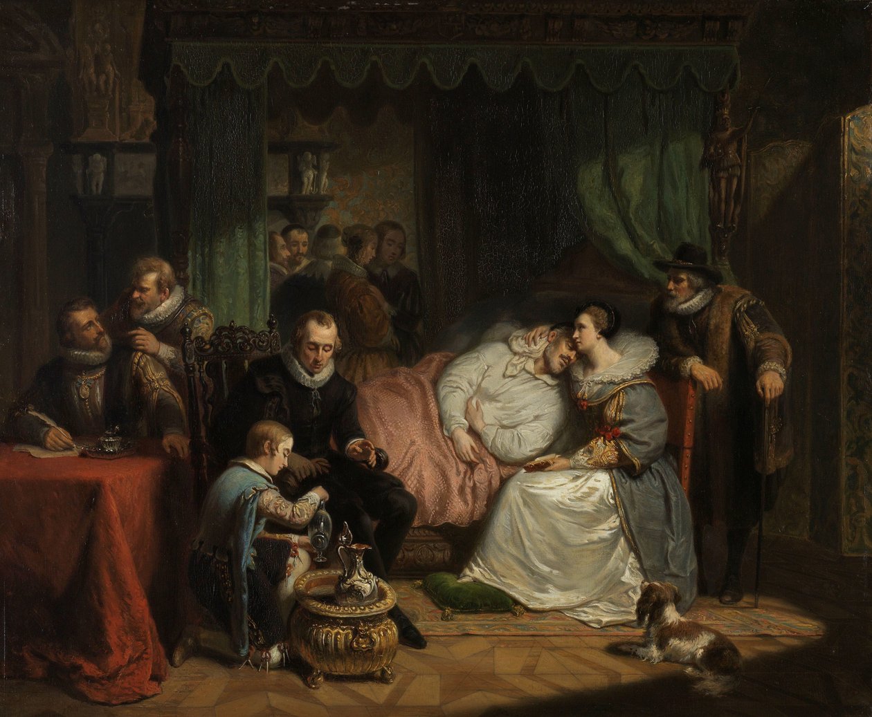 Le prince Guillaume Ier soigné par sa femme Charlotte de Bourbon après la tentative avortée de Jean Jaurequi à Anvers en 1582 - Nicolaas Pieneman