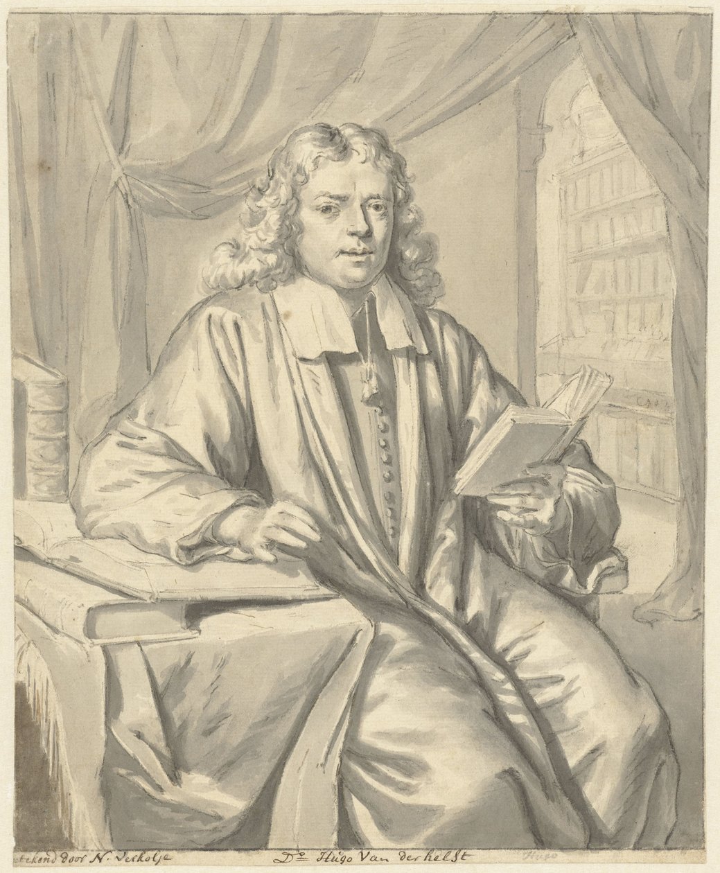 Portrait du Dr. Hugo van der Helst dans un bureau - Nicolaas Verkolje