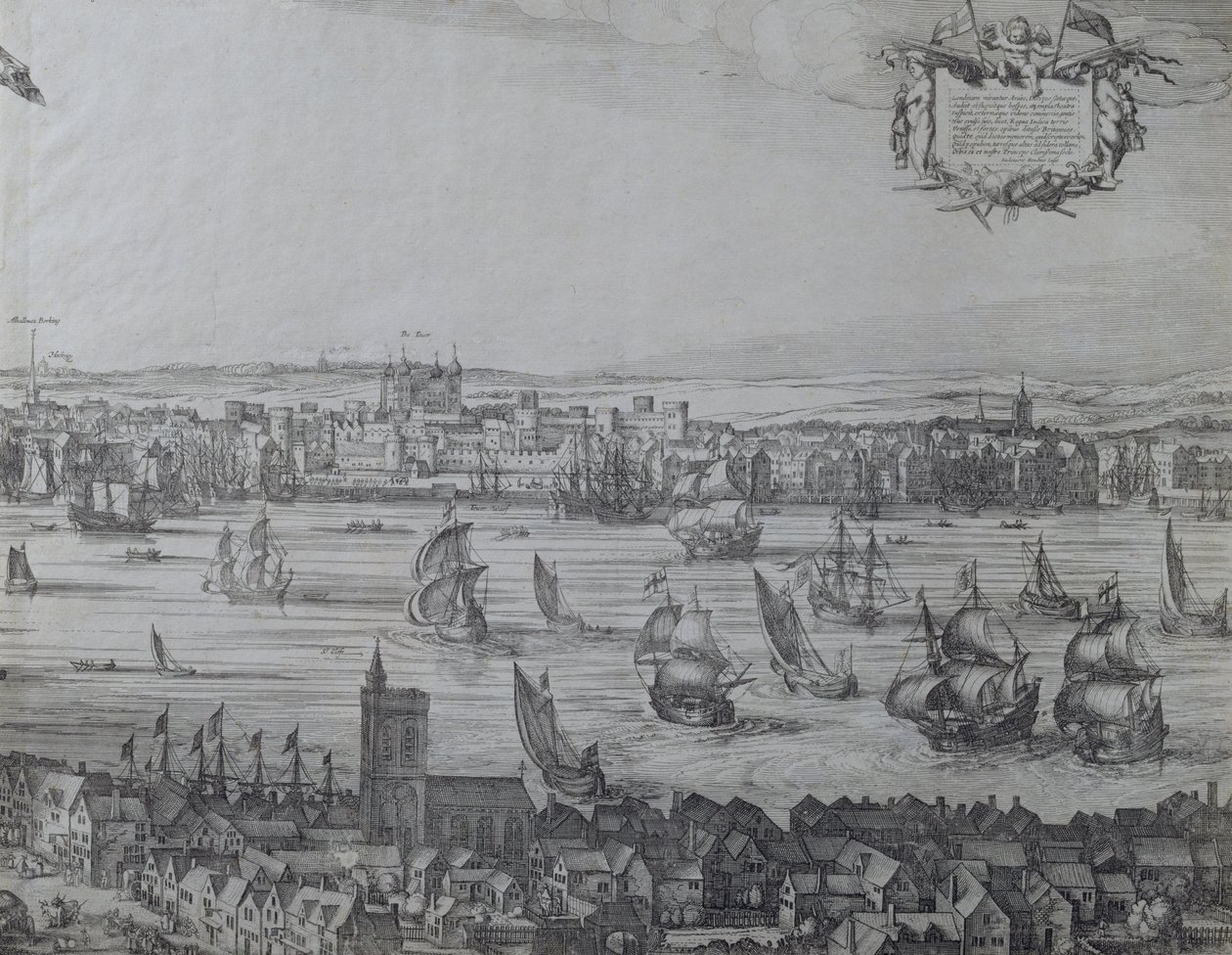 Panorama de Londres et de la Tamise, partie quatre montrant la Tour et l