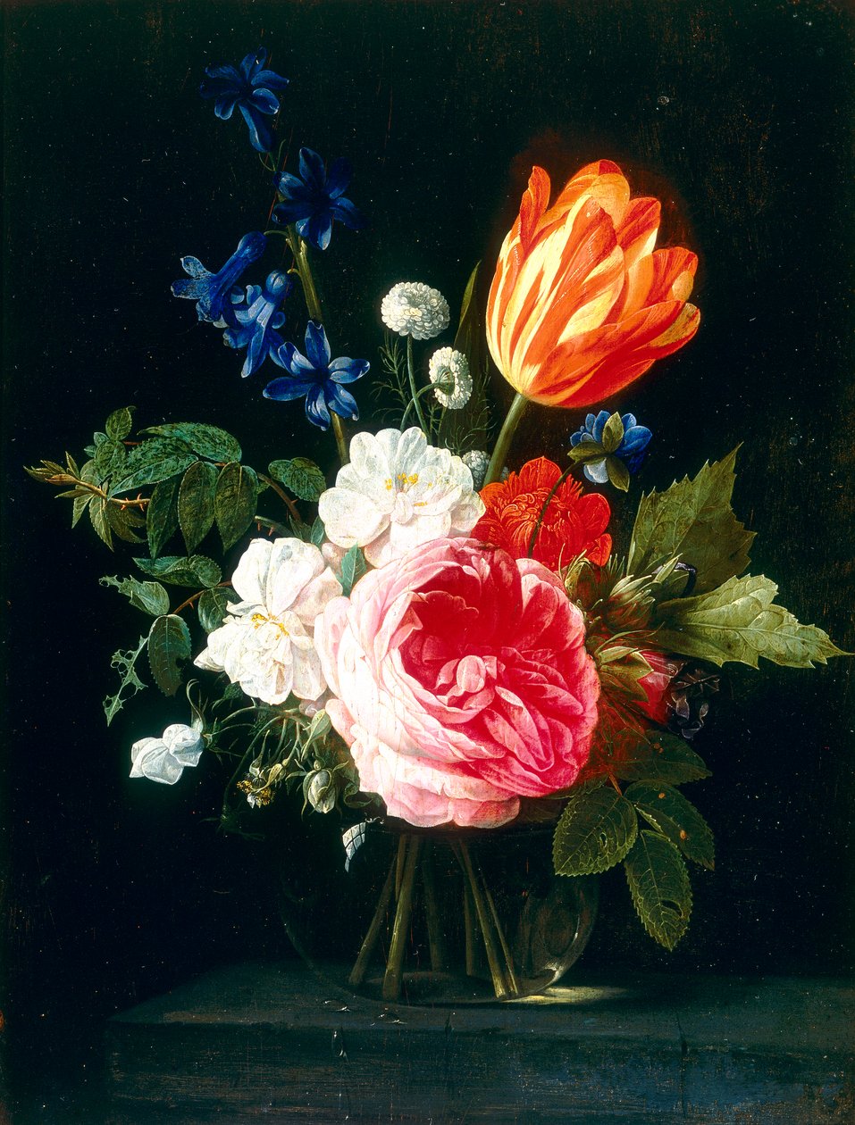 Vase en métal avec un bouquet de fleurs - Nicolaes van Veerendael