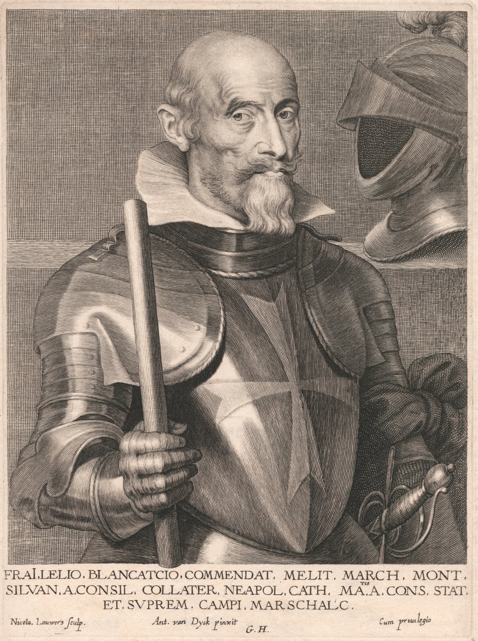 Frai.Lelio. Blancatcio. Commendat, Melit. March. Mont. Silvan. a.Consil. Collater. Neapol. Cath. Matis. a. Cons. Stat. et. Suprem. Campi. Arcschalc. - Nicolaes Lauwers