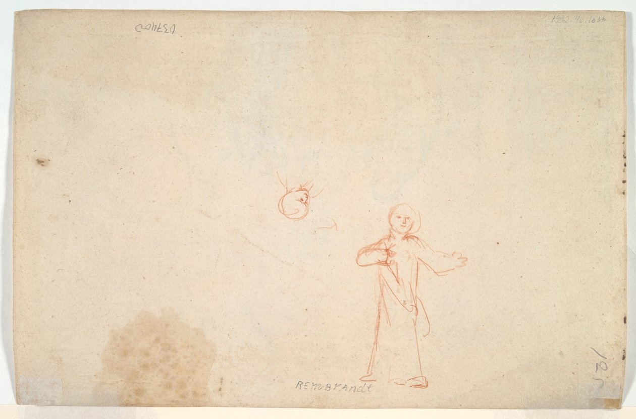 Abraham recevant les anges (recto); Femme debout et étude d