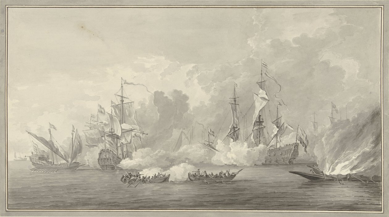 Bataille navale, peut-être à Kijkduin le 21 août 1673 - Nicolaes Muys