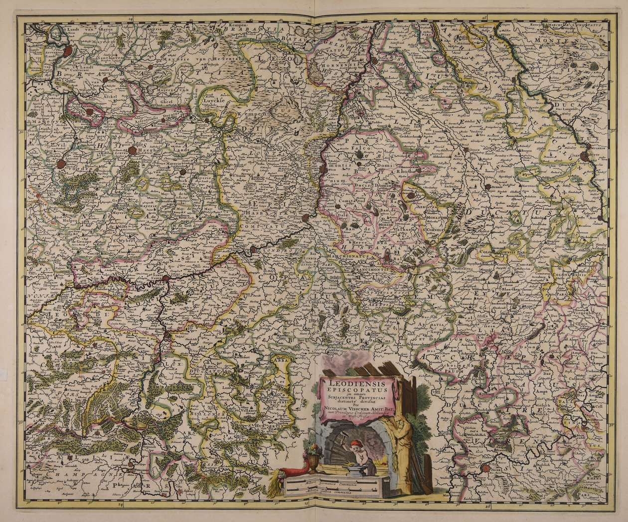 Leodiensis episcopatus in omnes subjacentes provincias distincté divisus - Nicolaes Visscher