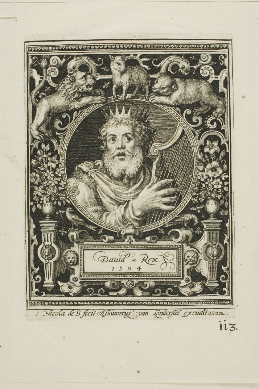 Le roi David, cinquième planche des Neuf Dignes - Nicolaes de Bruyn