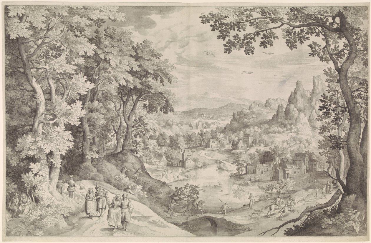 Paysage avec chasse au cerf - Nicolaes de Bruyn