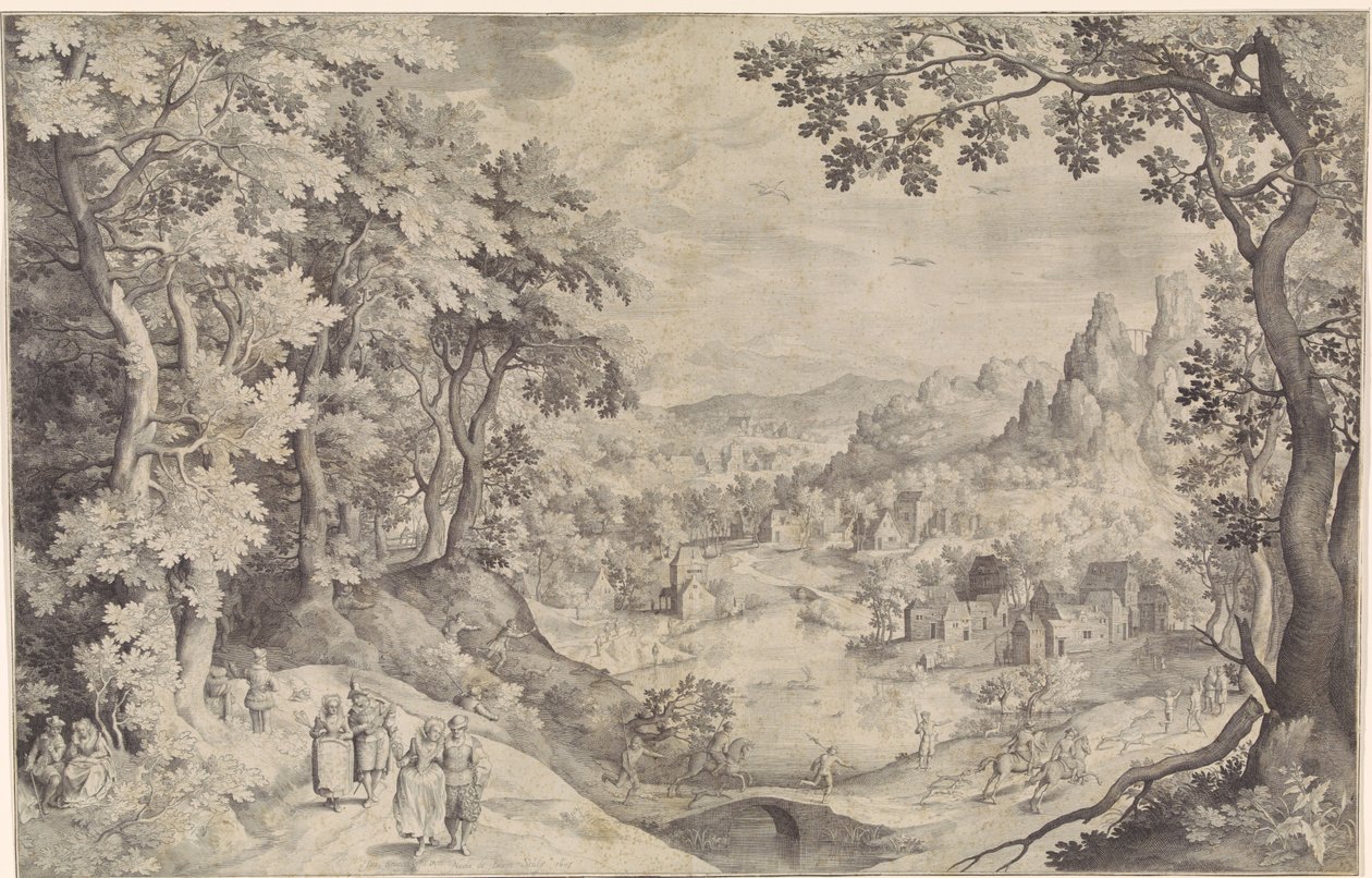Paysage avec chasse au cerf - Nicolaes de Bruyn