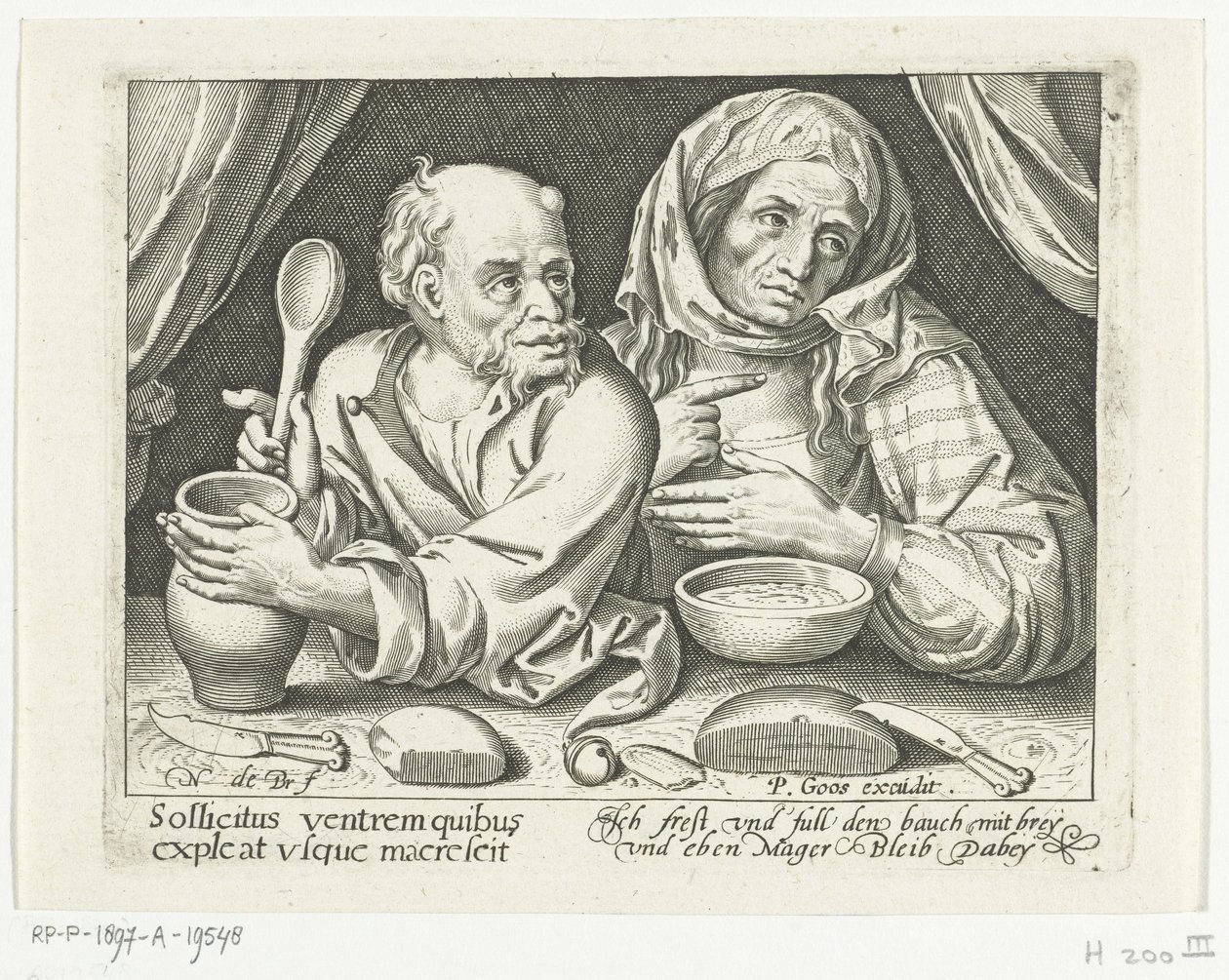 Homme et femme mangeant de la bouillie - Nicolaes de Bruyn