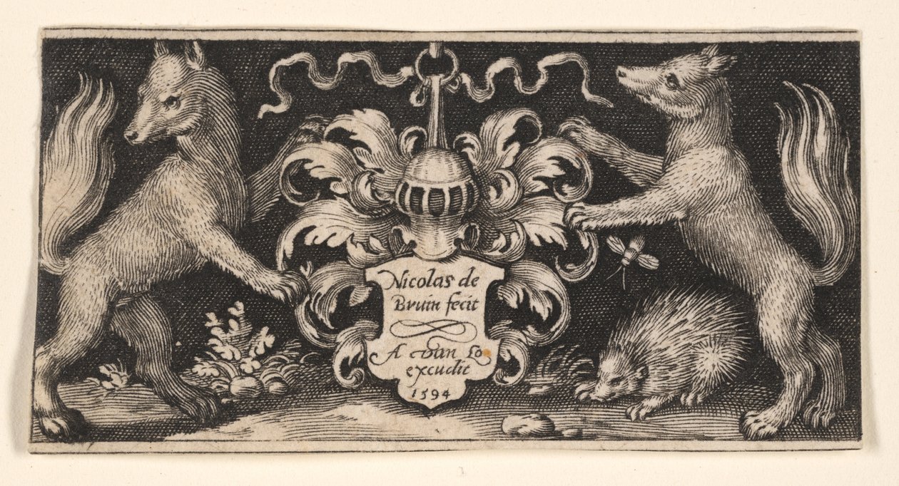 Plaque de titre avec deux renards, d
