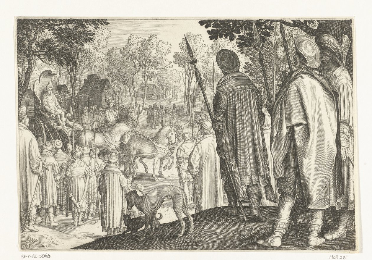 Triomftocht van Jozef in zegewagen van farao - Nicolaes de Bruyn