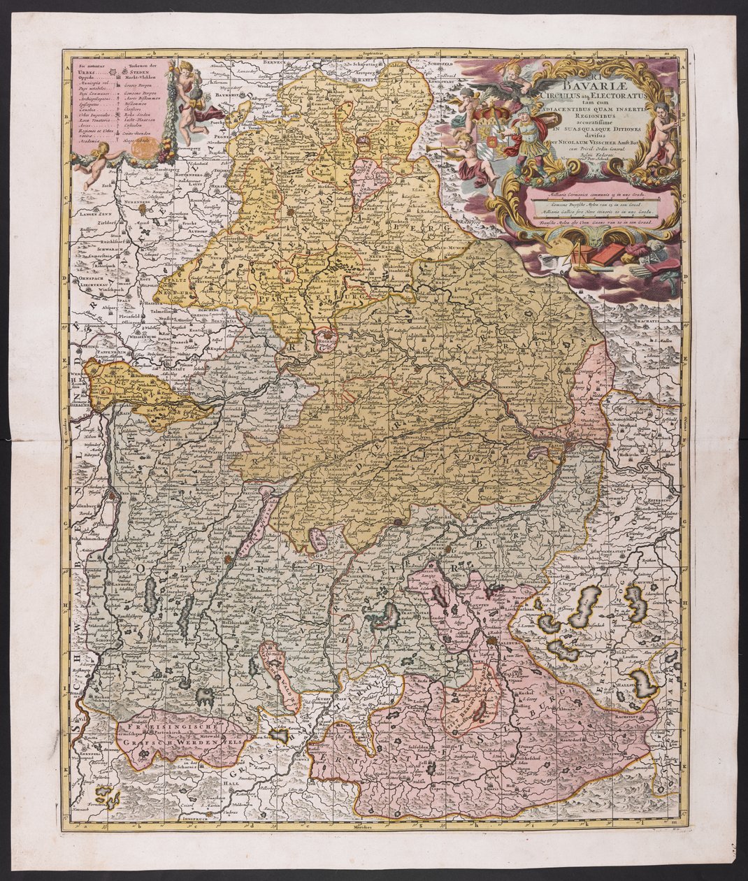 Carte de la Bavière, Nicolaes Visscher, cartographe, vers 1730 - Nicolaes the Elder (after) Visscher