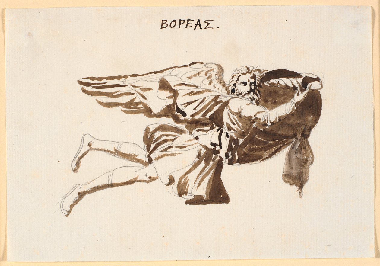 Borée. Esquisse pour un relief sur la tour des vents à Pamphilus et Davus en conversation - Nicolai Abildgaard