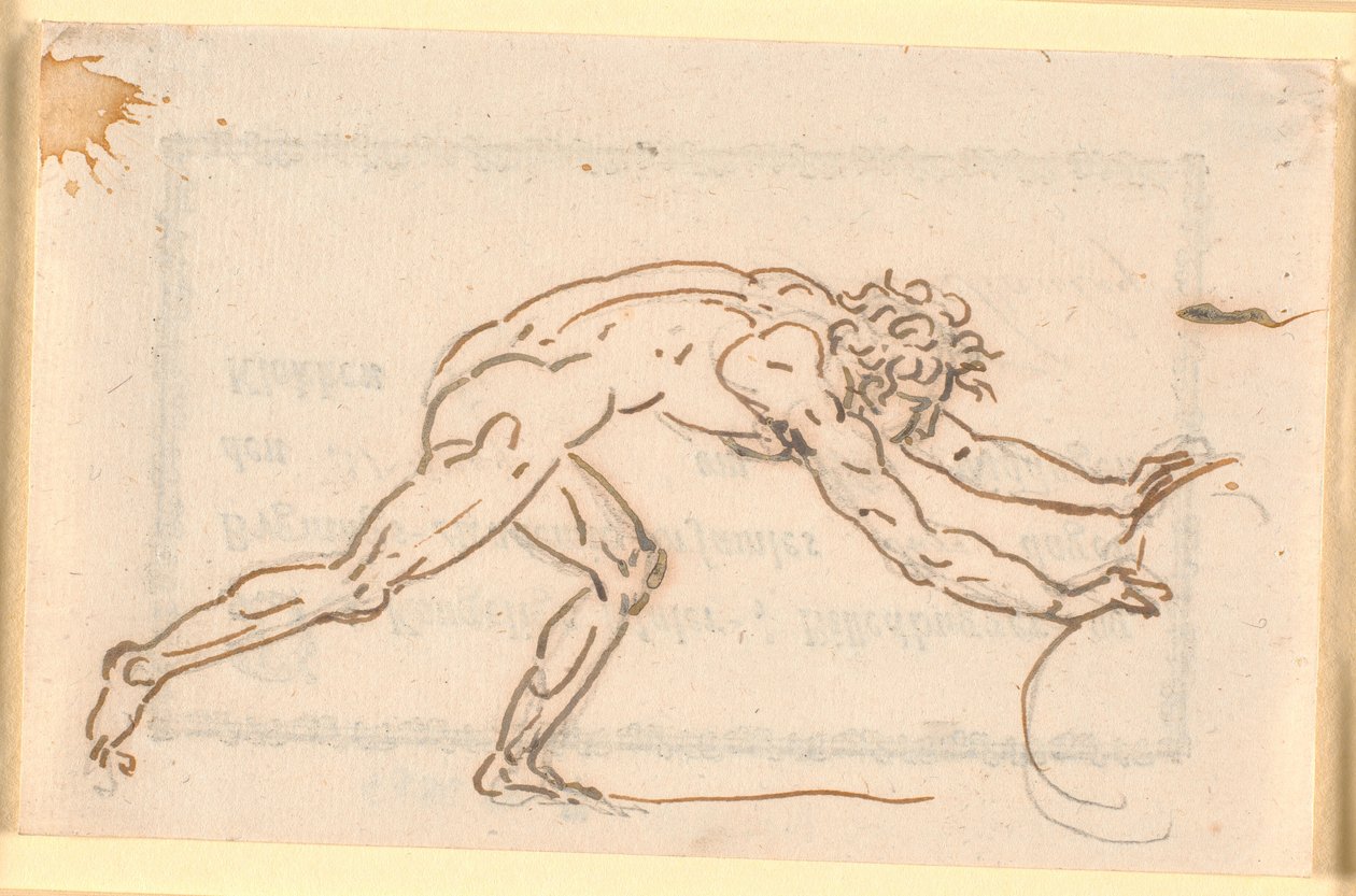 Un homme nu poussant une grande pierre - Nicolai Abildgaard