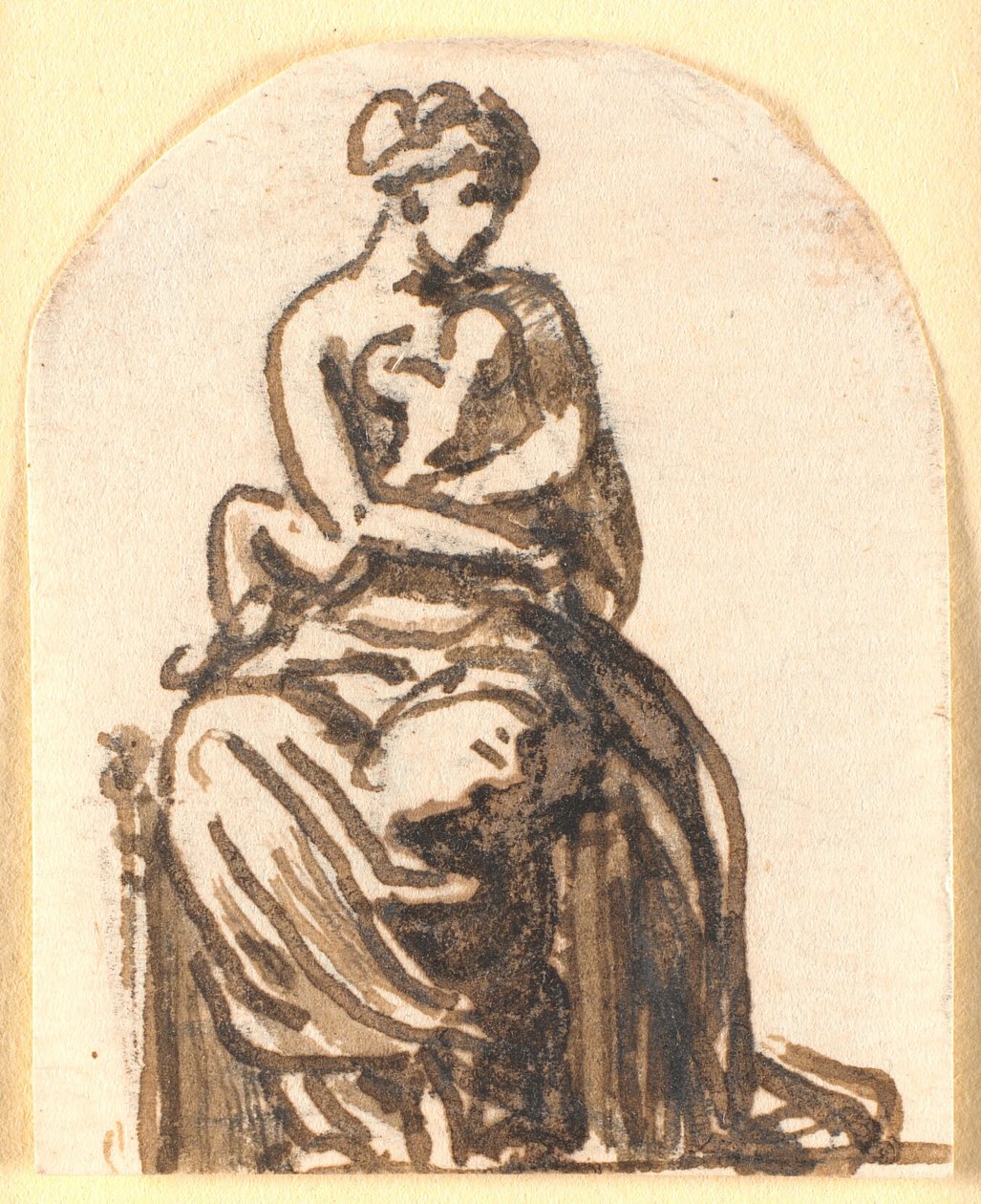 Femme assise avec un petit enfant dans les bras - Nicolai Abildgaard